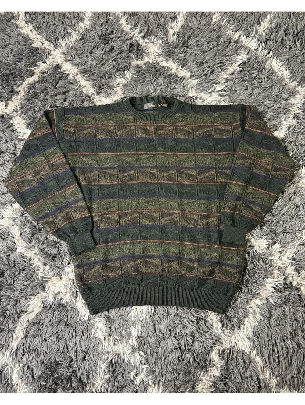 Vintage 90s Zylos George Machado Sweater Mens Large L Green Knit